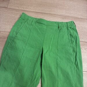 J. Jill Linen Stretch Green Pull On Pintuck Ankle Pant Size S